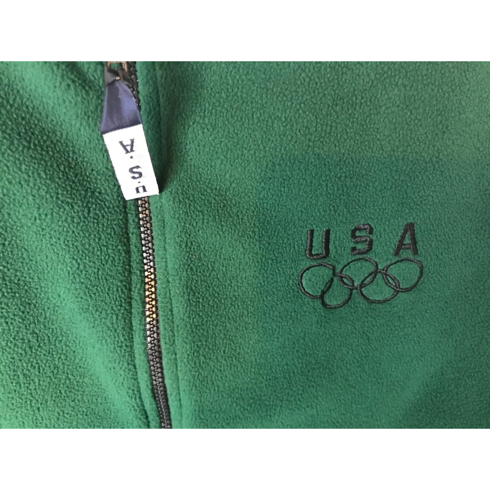 Vintage Team USA Olympic Fleece Full zip Vest Jacket Mens Size XXL Green - Picture 3 of 4